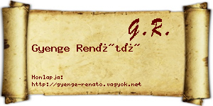 Gyenge Renátó névjegykártya